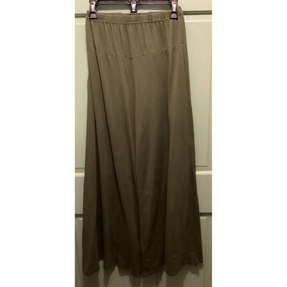 Olive Green Women's Wide-Leg Pants - Picture 1 of 8